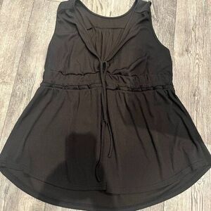 Shein Curve 4XL Womens Black Tank Top Blouse Sleeveless Ties in Front